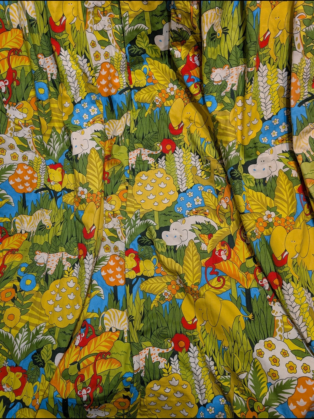 Retro 70s JP Stevens Utica Botanical Zoo Curtains 2 Panels MCM Jungle Safari EVC